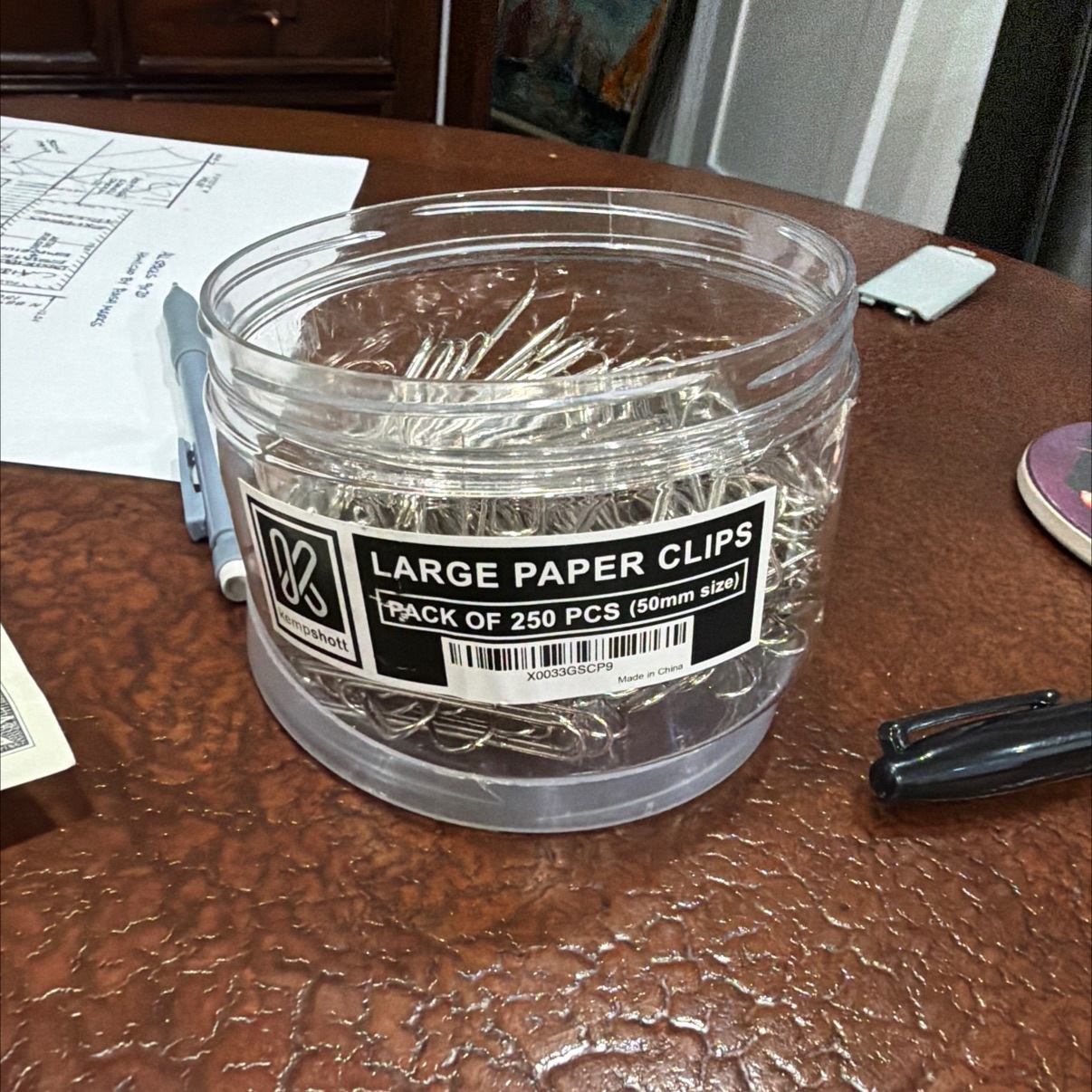 Kempshott Large Paper Clips – Pack of 250 (50mm) in Plastic Container
