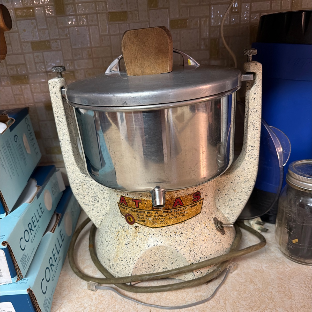 Vintage 1950s Atlas Juice-Master Electric Juicer Extractor - East Peoria IL - Mid-Century Kitchen Appliance